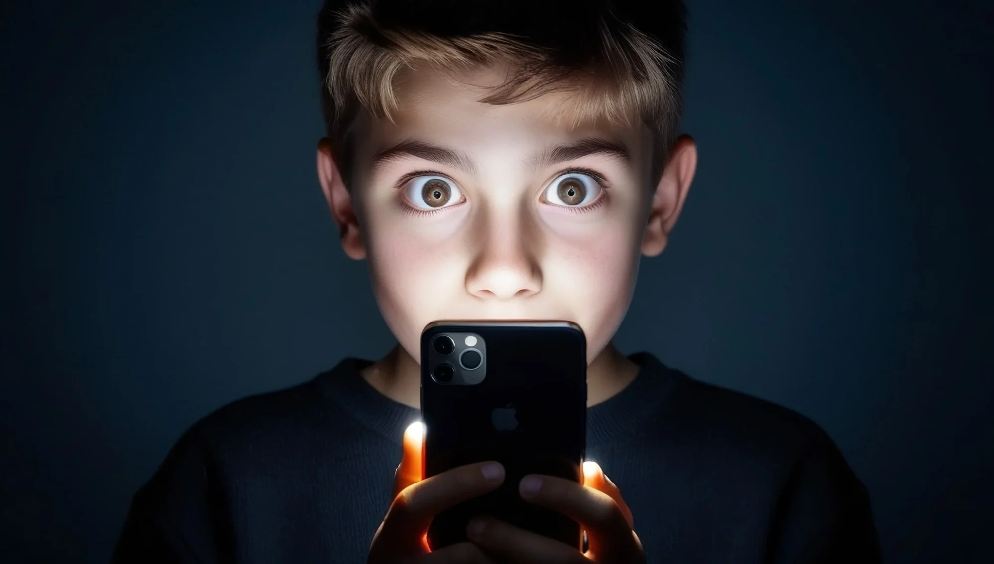 Adolescente con los ojos absorto en la pantalla de un smartphone