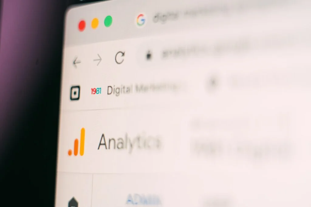 Close up pantalla de inicio de google analytics