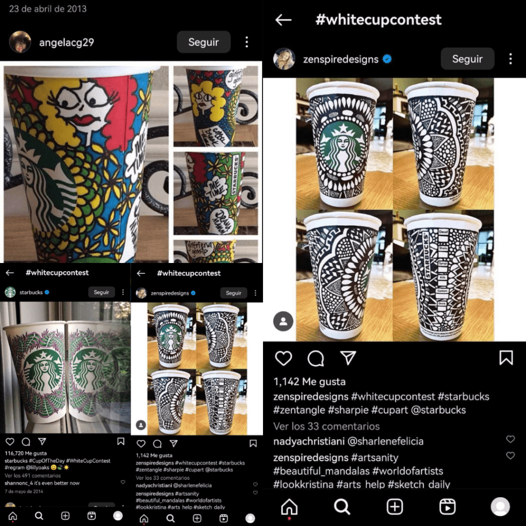 USG User Generated Content ejemplos de Starbucks white cup contest