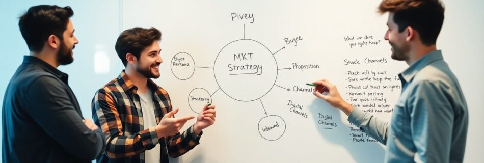 Expertos en marketing analizando una estrategia de marketing digital