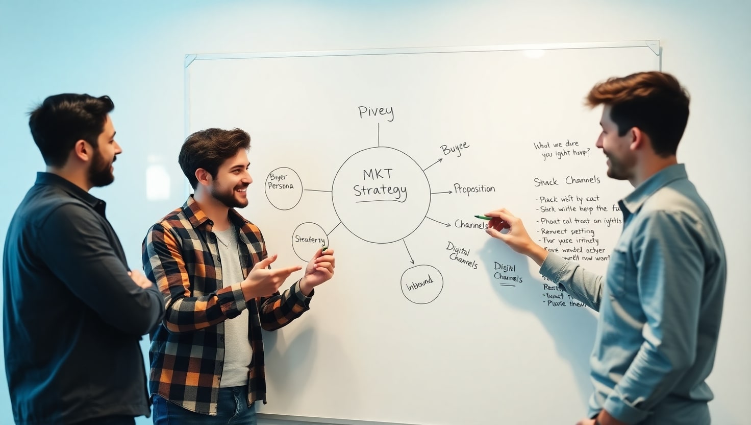 Expertos en marketing analizando una estrategia de marketing digital