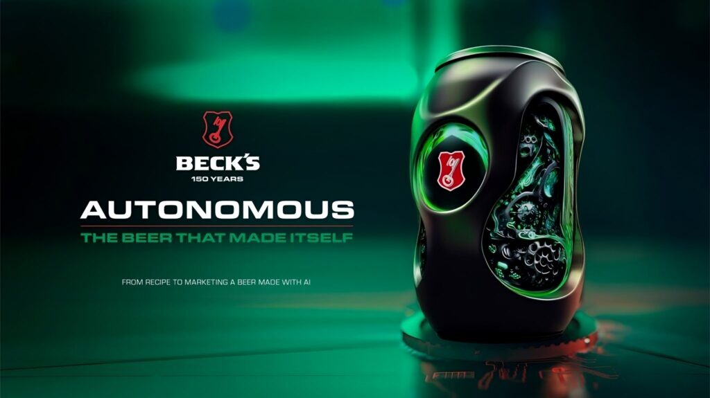 Publicidad de cerveza Beck's Autonomous, primera cerveza hecha con Inteligencia Artificial