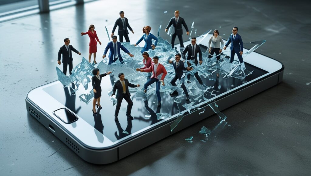 Leads rompiendo un smartphone