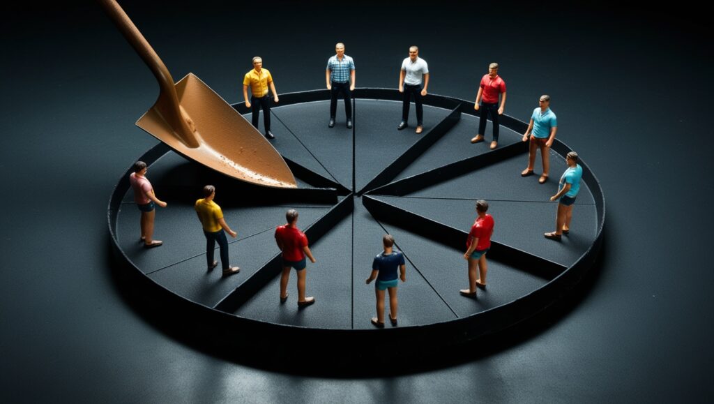 Miniaturas de personas siendo segmentadas en diferentes grupos