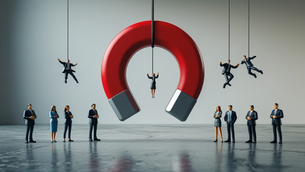 Clientes son atraídos hacia un enorme imán