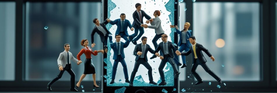 Comunidad rompiendo pantalla de smartphone