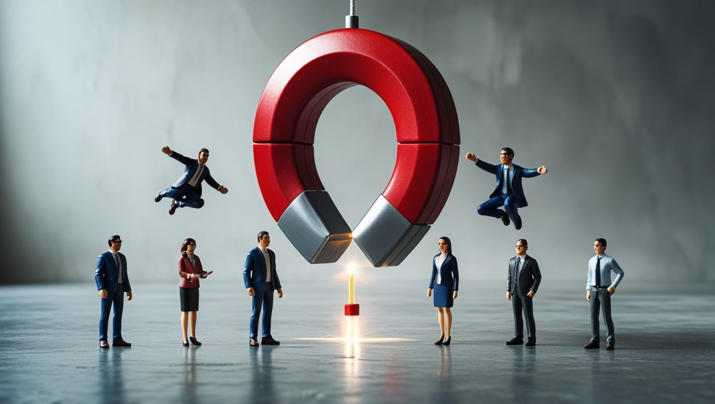 Enorme imán atrayendo clientes