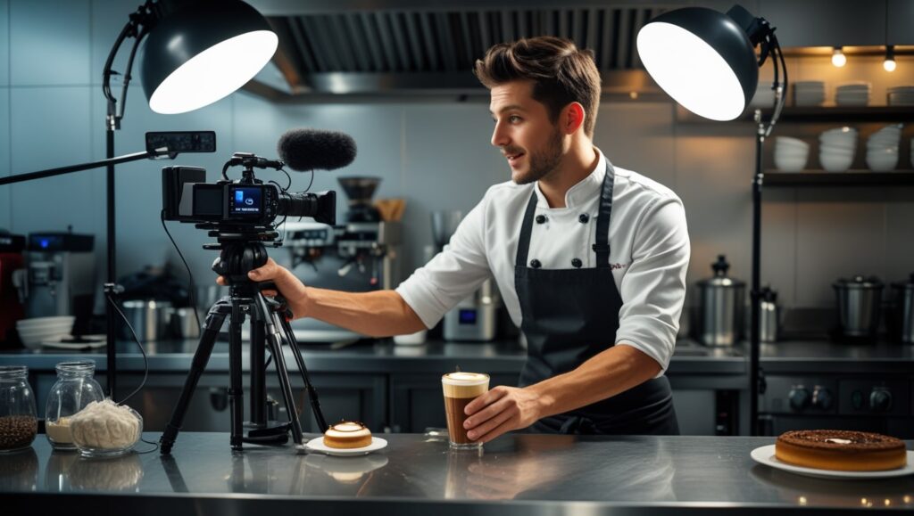 Hombre grabando contenido para anuncios en TikTok