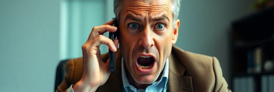 CEO recibiendo malas noticias al teléfono