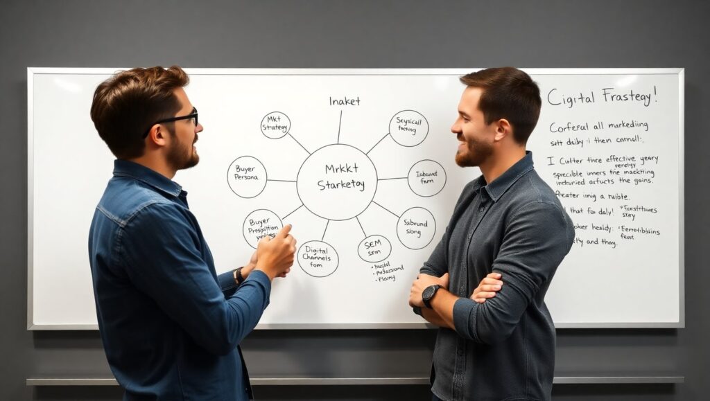 Equipo de marketing digital planteando una estrategia