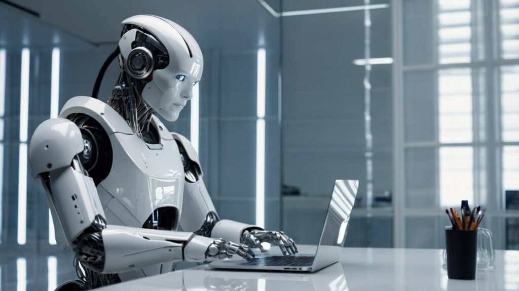 Inteligencia artificial escribiendo textos en una laptop