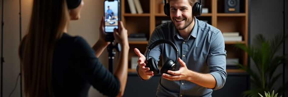 influencer mostrando audífonos en live de redes sociales