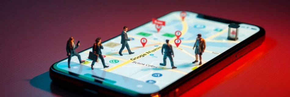 peatones sobre pantalla de google maps SEO local