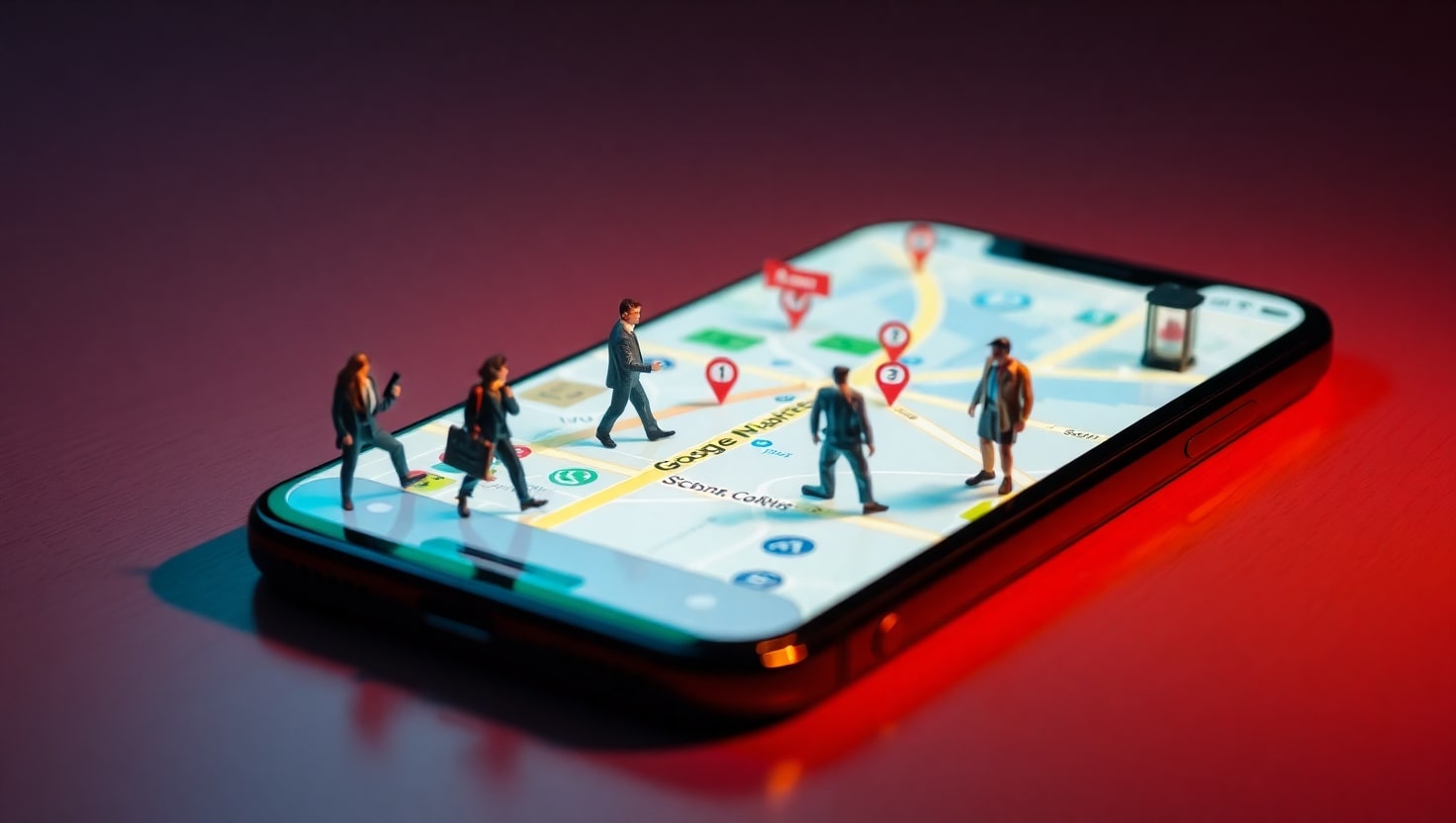 peatones sobre pantalla de google maps SEO local