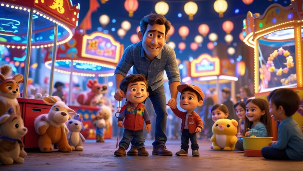 Padre e hijos de compras en black friday