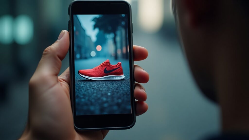 Tomando una foto de unos tenis para venderlos en redes sociales