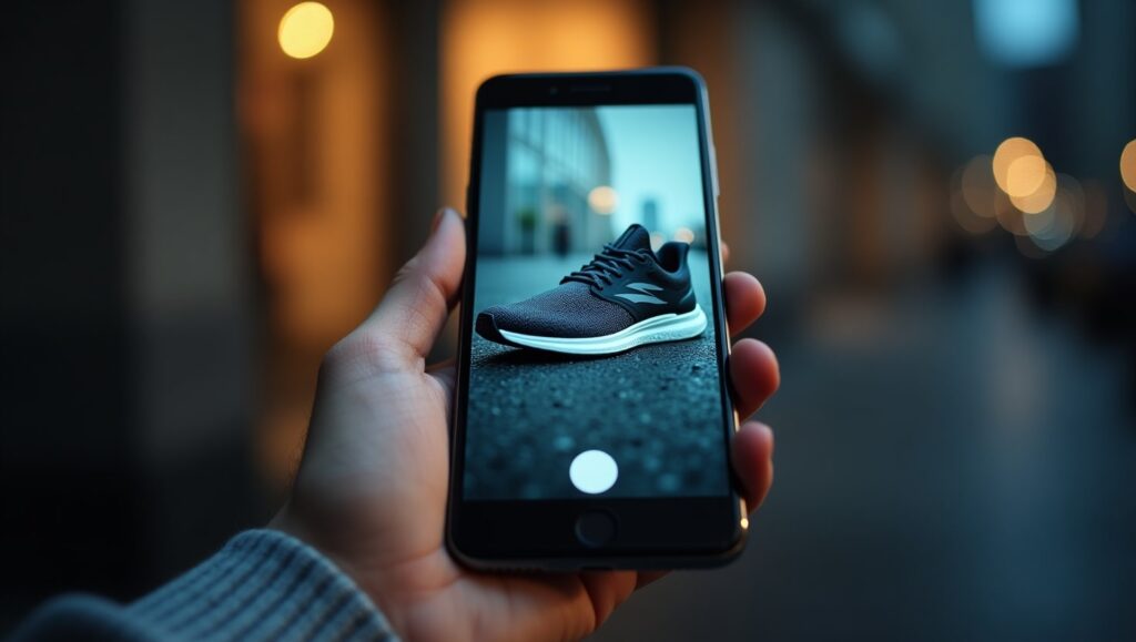 Tomando una foto de unos tenis para venderlos en redes sociales