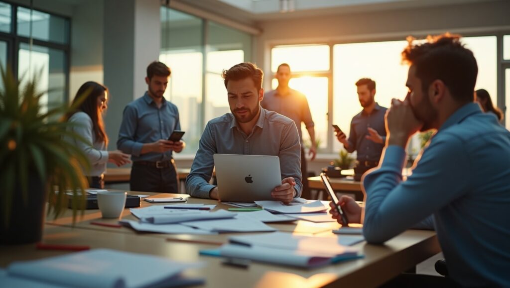 Equipo de ventas preocupados por los pobres resultados