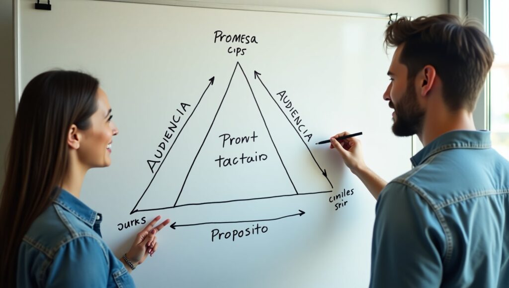 Mercadólogos creando una estrategia de marca