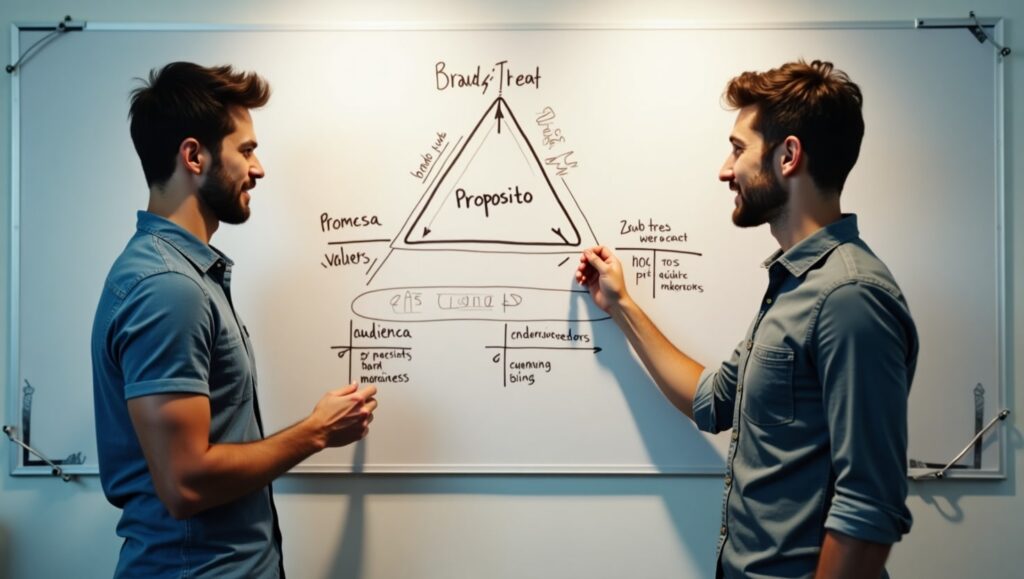 Mercadólogos creando una estrategia de marca