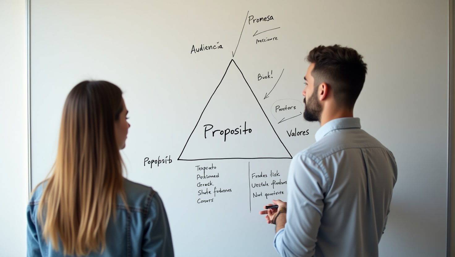 Mercadólogos creando una estrategia de marca