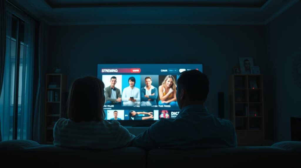 Pareja viendo una serie en su smart TV