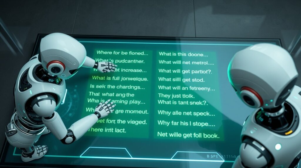 Robots de AI creando y escribiendo respuestas en el chat