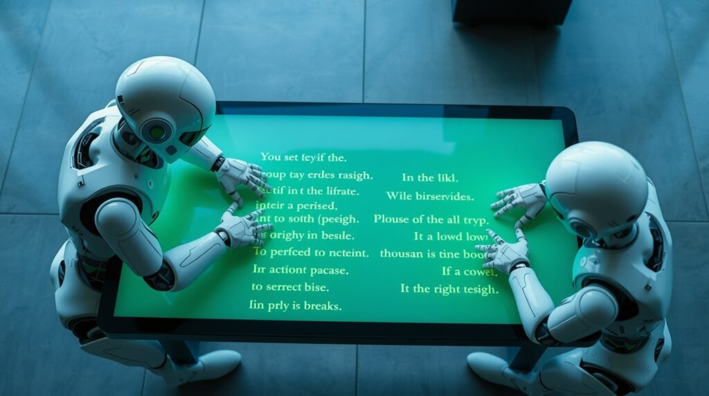 Robots de AI creando y escribiendo respuestas en el chat
