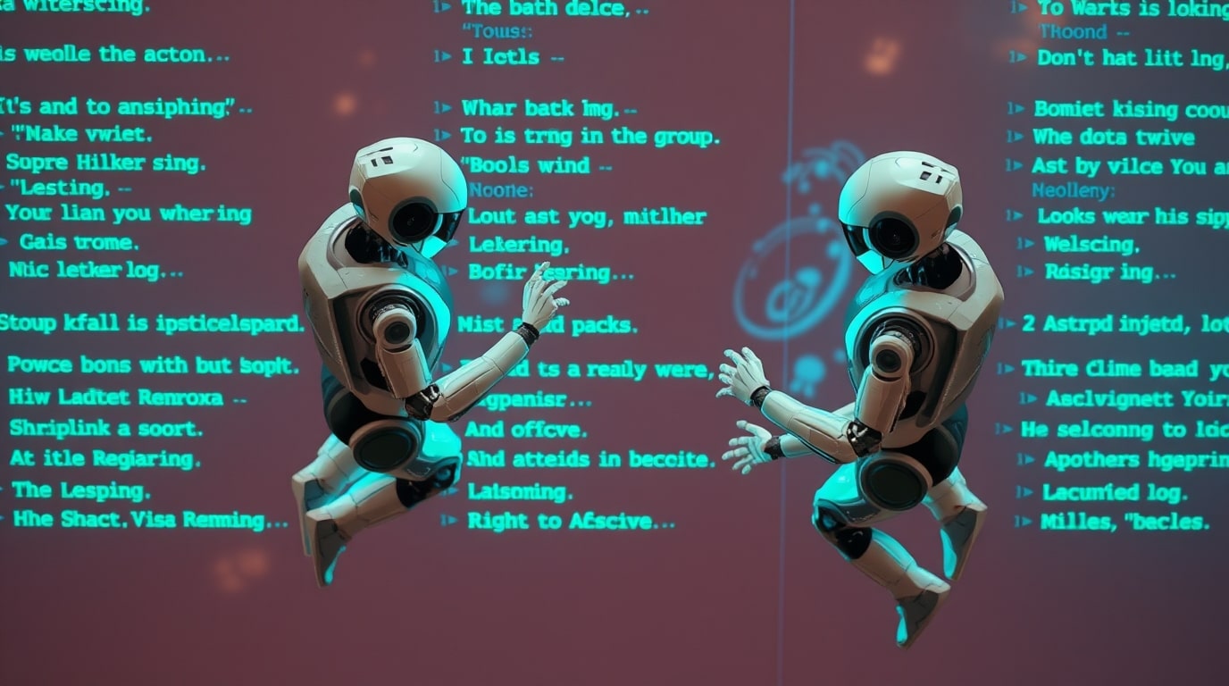 Robots de AI creando y escribiendo respuestas en el chat