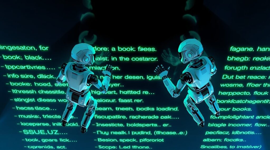 Robots de AI creando y escribiendo respuestas en el chat