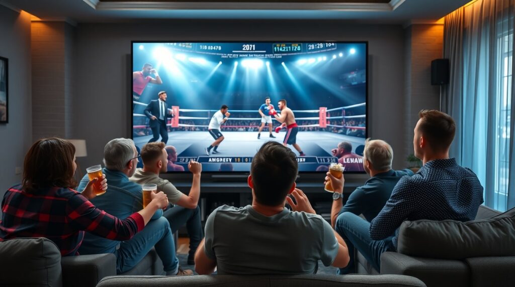 Viendo una pelea de box por streaming PPV