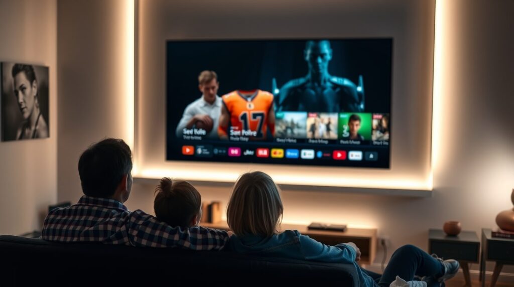 Viendo una serie de streaming en familia