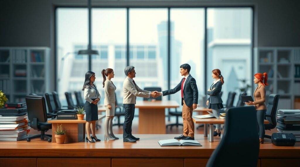 C-Suite estrechando manos en la oficina