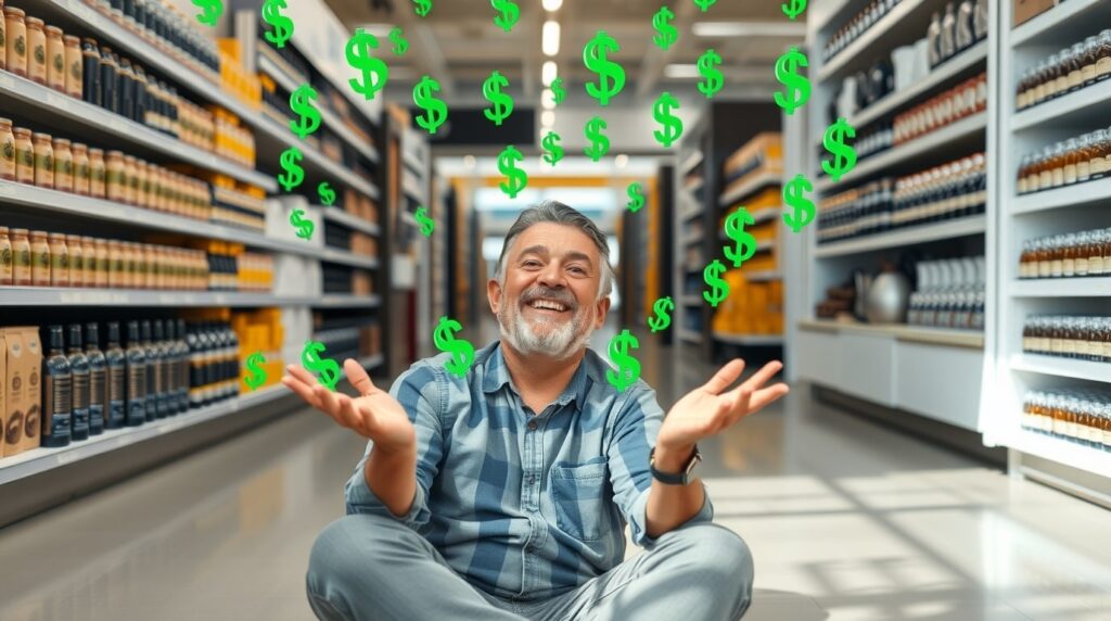 Hombre con lluvia de ventas