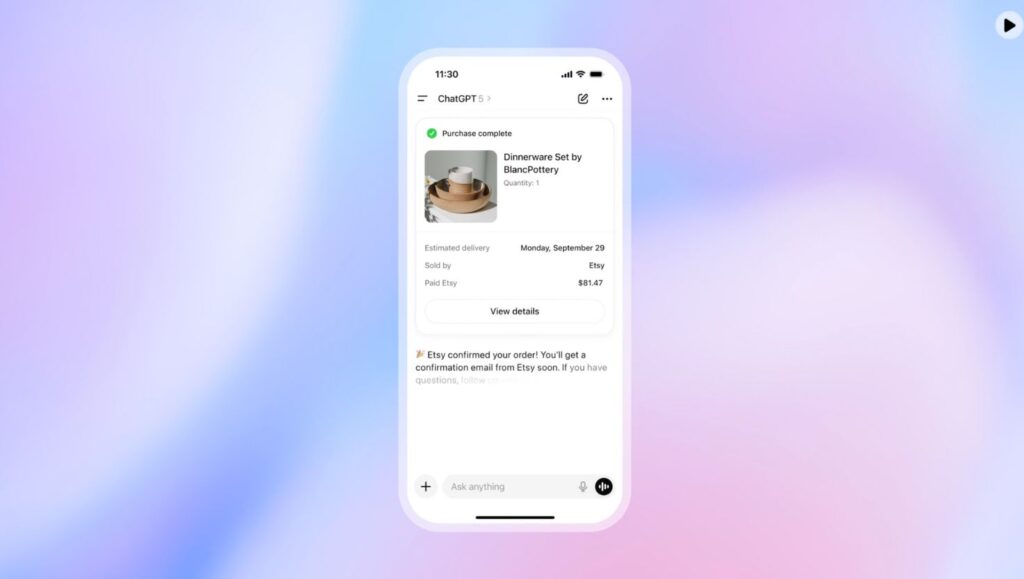 Confirmación de pago en ChatGPT Instant Checkout