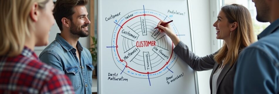 Equipo de marketing planteando una estrategia de flywheel marketing alrededor del cliente ideal