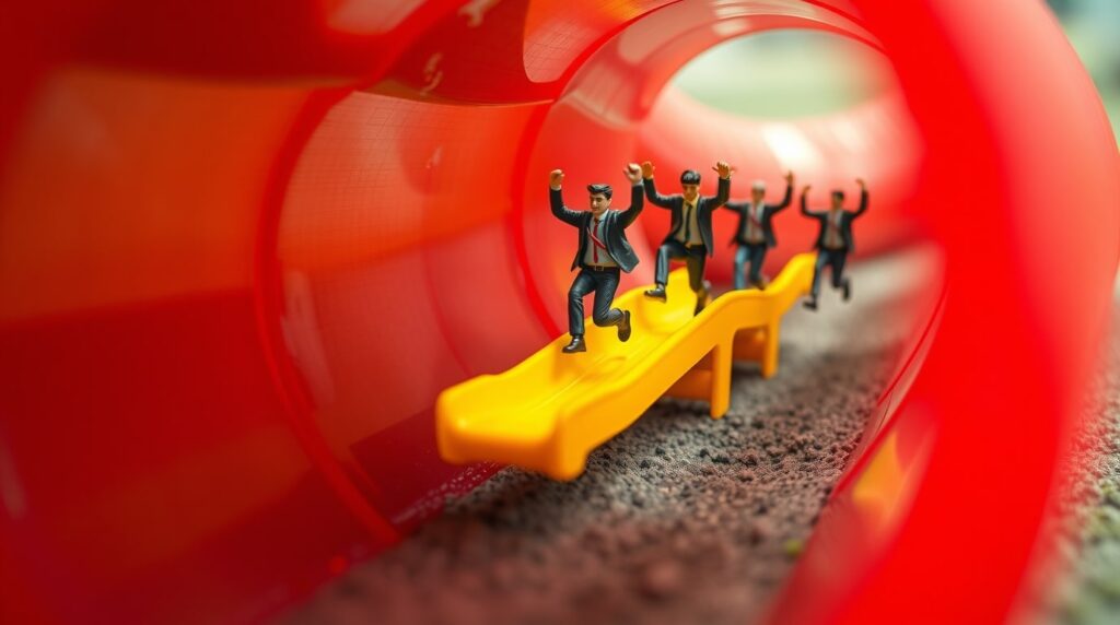 Equipo de ventas deslizando dentro de un pipeline