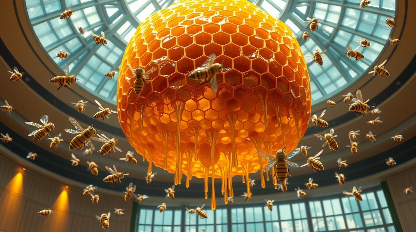 Abejas atraidas a la miel