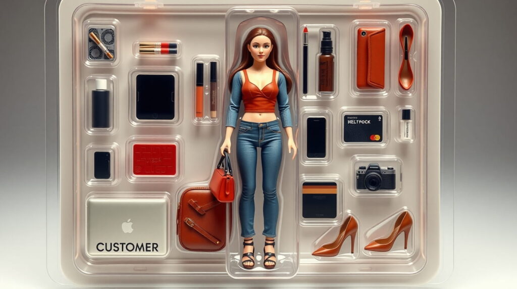 Blister de figura de acción de un cliente con accesorios