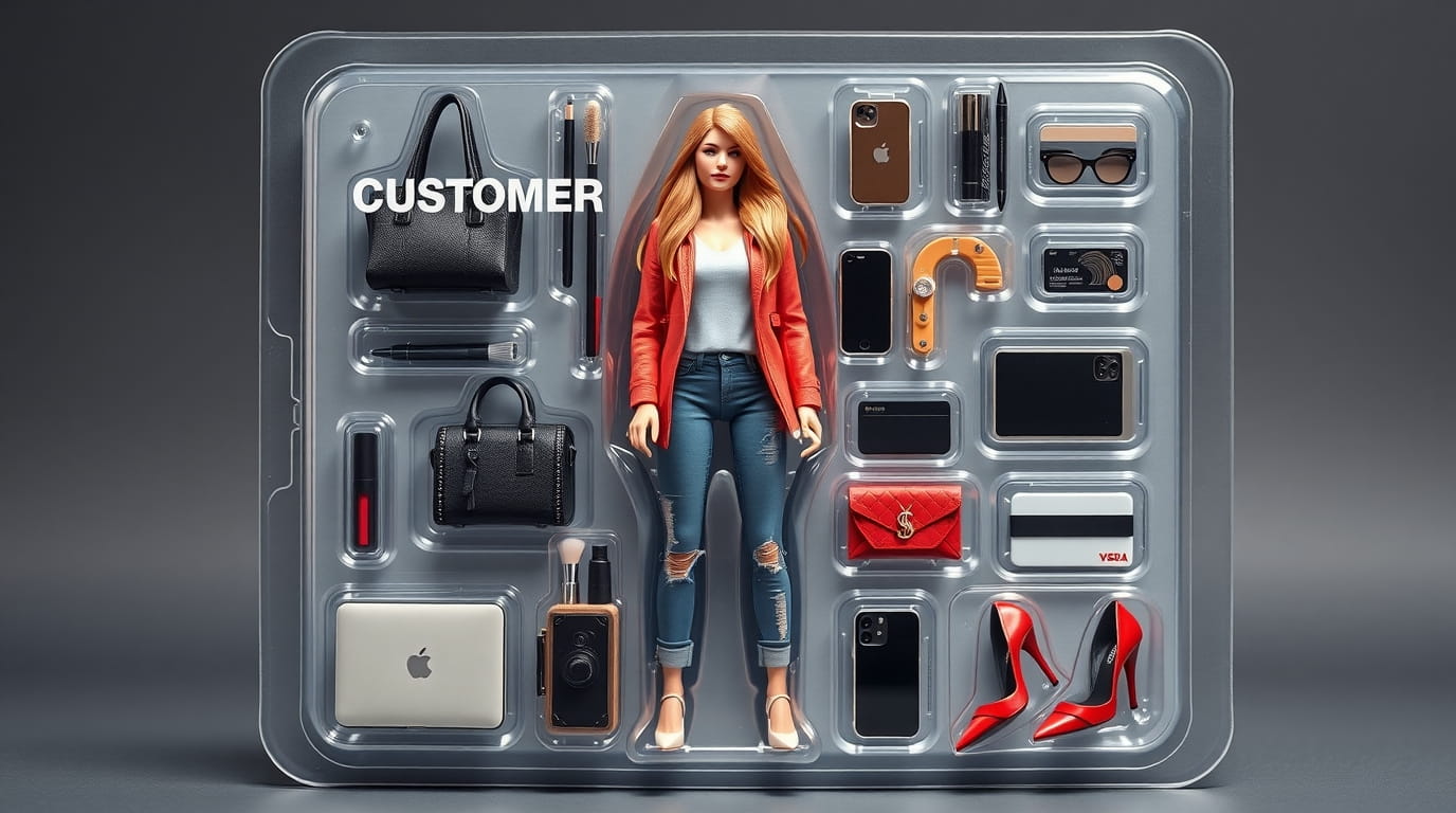 Cliente en blister con accesorios