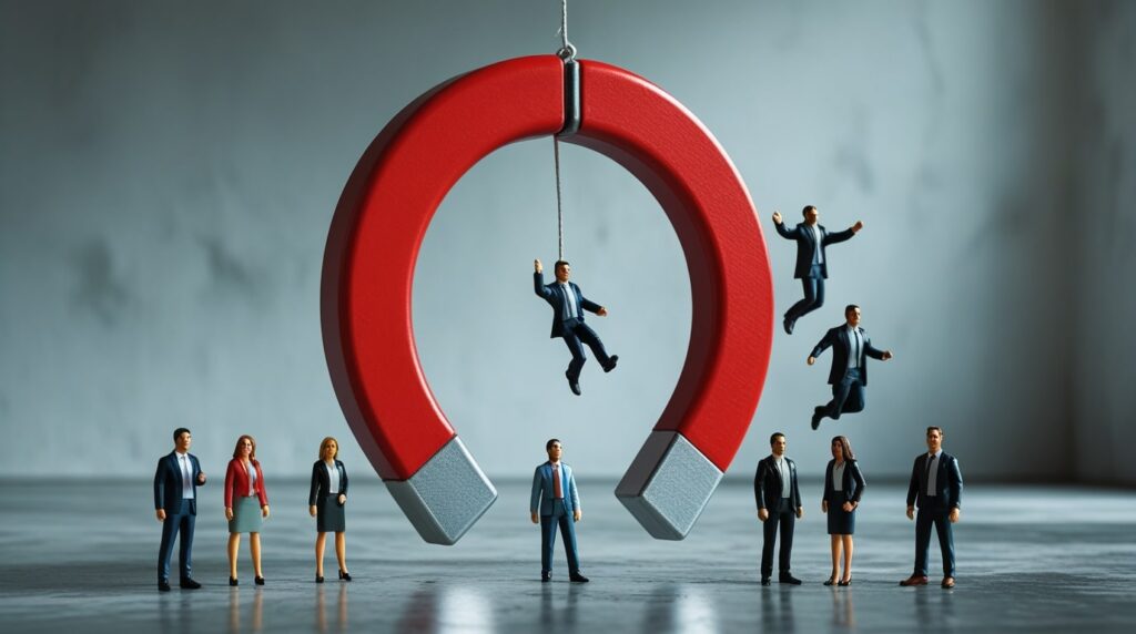 Imán gigante atrayendo leads inbound marketing