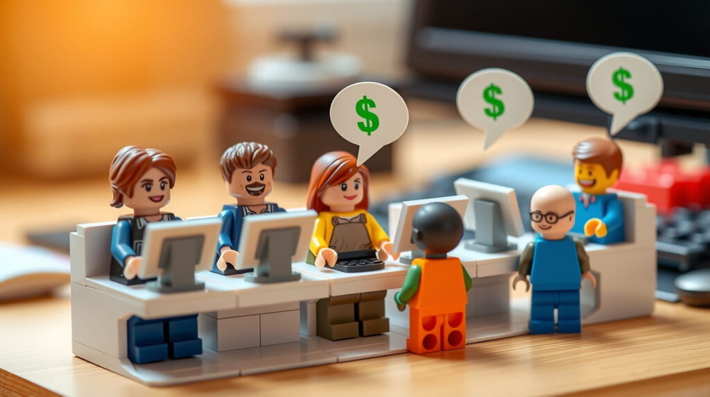 Figuras de juguete considerando comprar