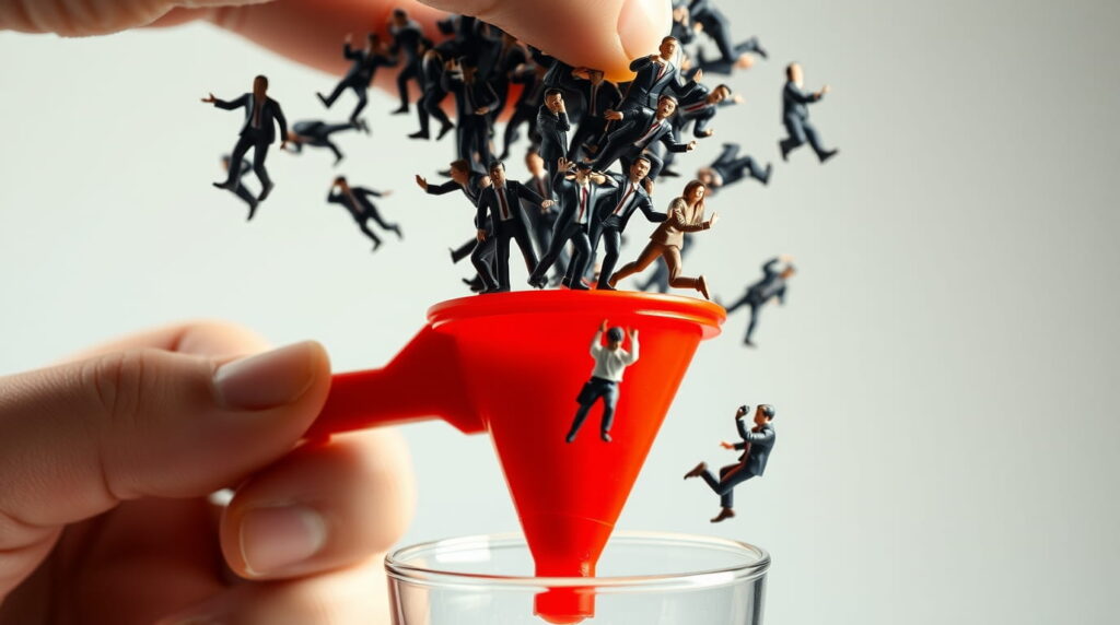 Clientes potenciales deslizando por el funnel