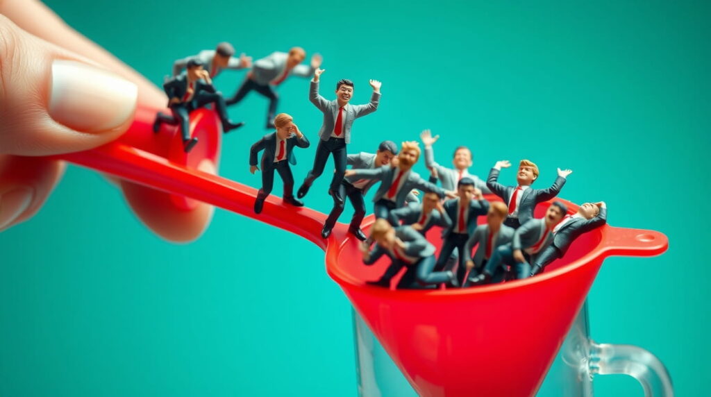 Leads deslizando por el funnel