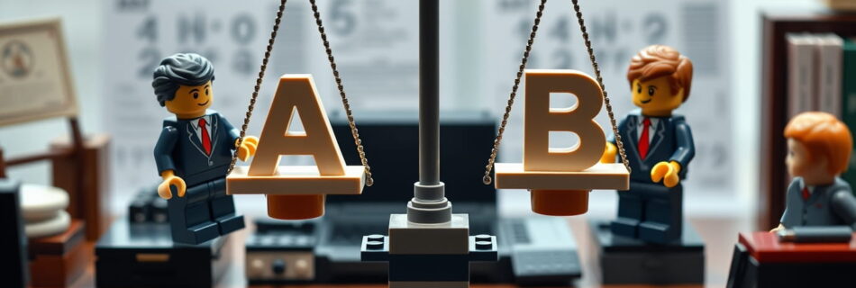 Figuras de juguete representando benchmarking de dos empresas diferentes