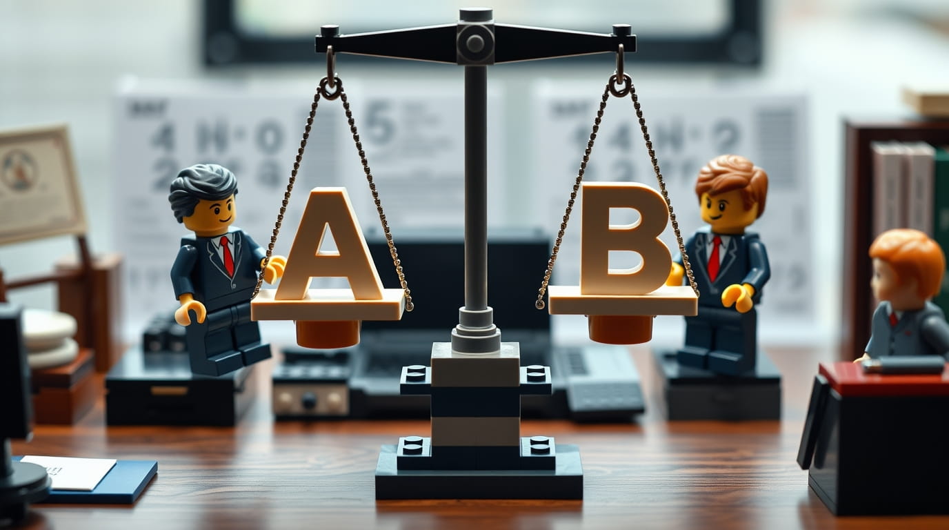 Figuras de juguete representando benchmarking de dos empresas diferentes