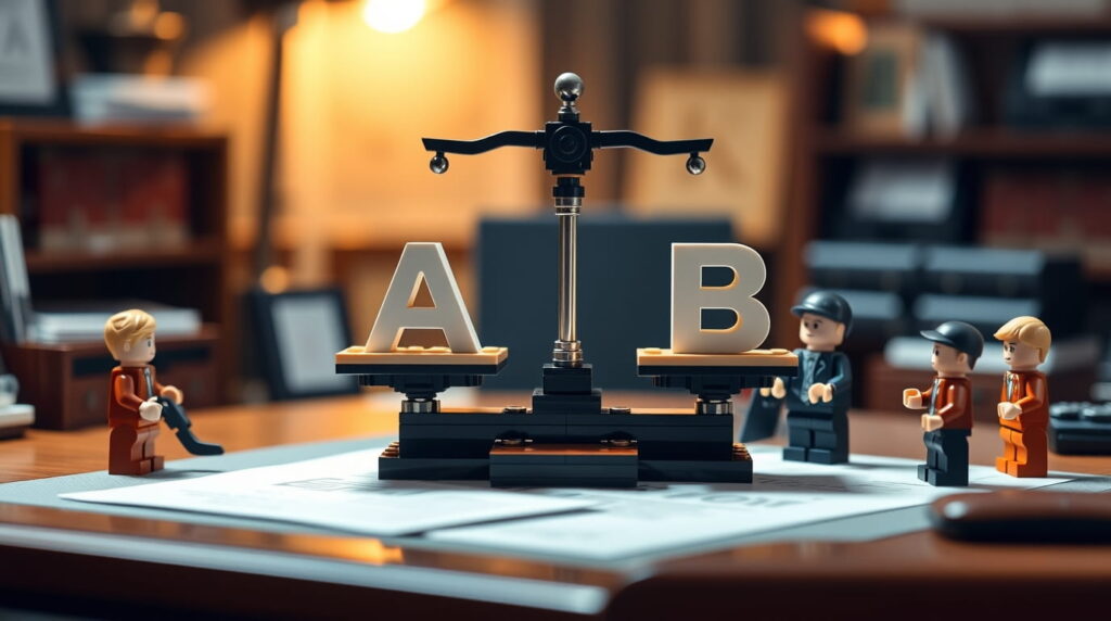 Figuras de juguete representando benchmarking de dos empresas diferentes