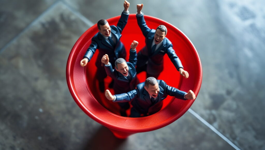Leads deslizando en un embudo de ventas