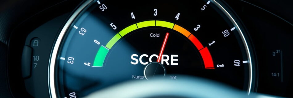 Medidor de velocidad marcando el lead scoring en temperatura