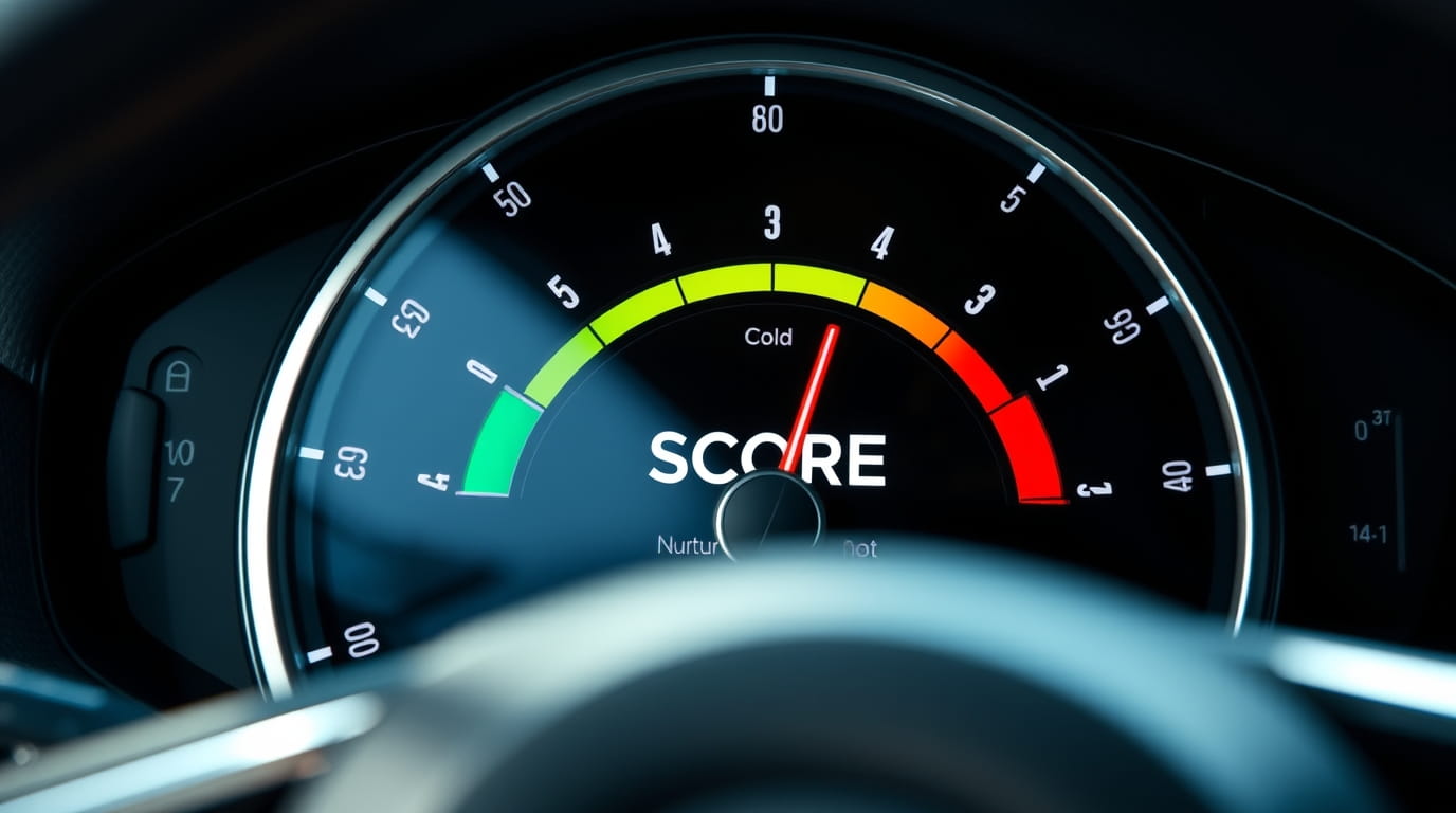 Medidor de velocidad marcando el lead scoring en temperatura